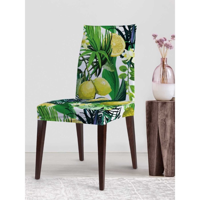 Чехол на стул «Лимоны и тропики», декоративный, велюр силиконовый чехол на vivo y17 лимоны для виво ю17