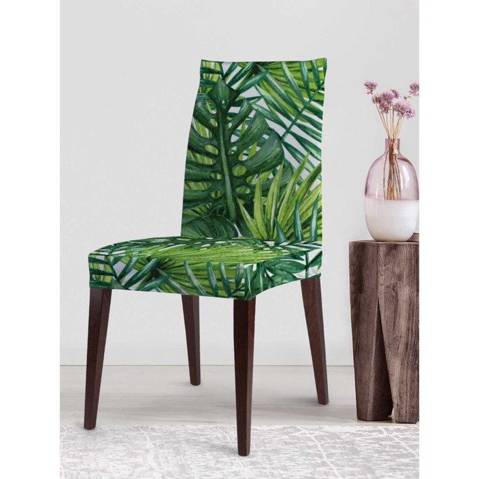 Чехол на стул «Тропические листья», декоративный, велюр силиконовый чехол на vivo y3 листья для виво ю3