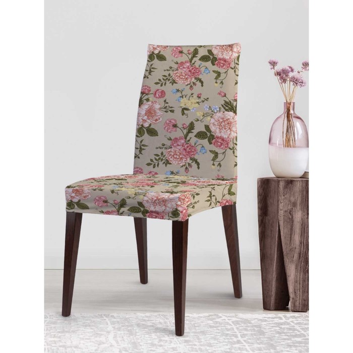 Чехол на стул «Нежные розовые цветы», декоративный, велюр силиконовый чехол цветы розовые на honor 30