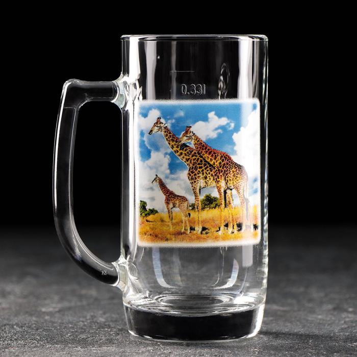 фото Кружка для пива gidglass «царство зверей», 330 мл, микс, в подарочной упаковке