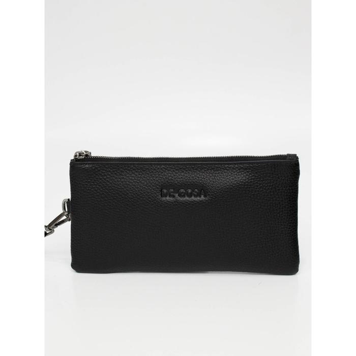 Клатч, отдел на молнии, ручка, цвет чёрный