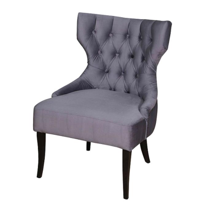 Кресло «Фабио», опоры массив венге, молдинг никель, велюр, цвет серый