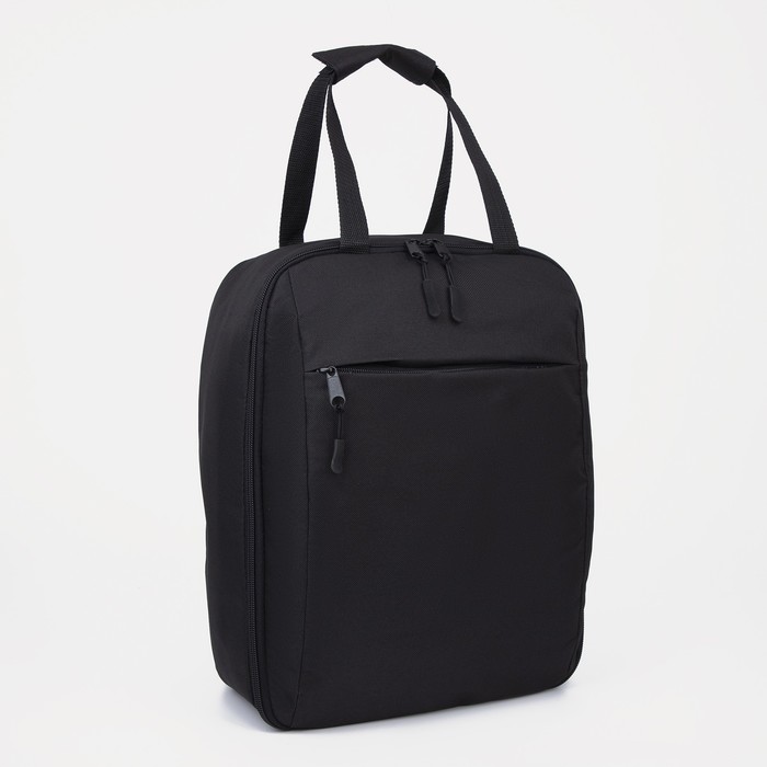 Сумка-рюкзак дорожная, отдел на молнии, наружный карман, длинный ремень, цвет чёрный