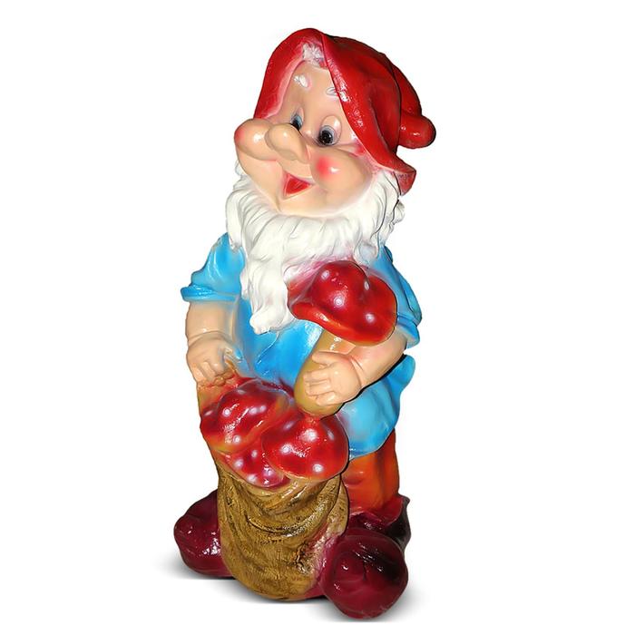 

Садовая фигура "Гном с грибами" 35х30х70см