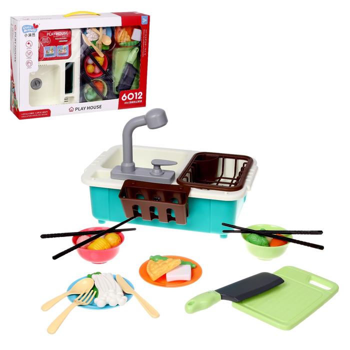 фото Игровой набор "раковина", с аксессуарами, бежит вода из крана