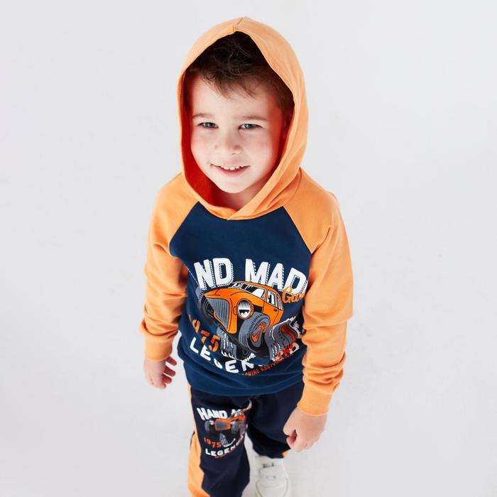 Толстовка для мальчика, цвет оранжевый/индиго, рост 98-104 см (34)