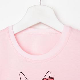 

Футболка для девочки, цвет розовый/зайка, рост 92-98 см (32)