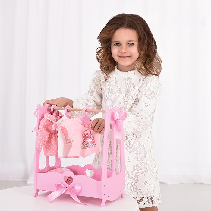 Вешалка для кукольной одежды (шкаф цвет розовый) коллекции Diamond Princess