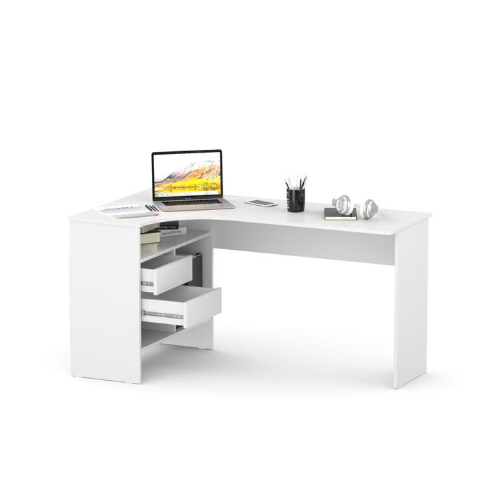 фото Компьютерный стол «спм-25», 1450×810×740 мм, угловой, левый, цвет белый сокол