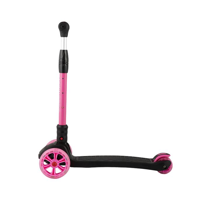 фото Самокат maxiscoo junior delux 2021 со светящимися колёсами, цвет чёрный/розовый