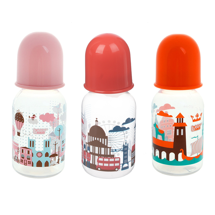 Бутылочка для кормления «Я люблю», 125 мл, от 0 мес., цвета МИКС