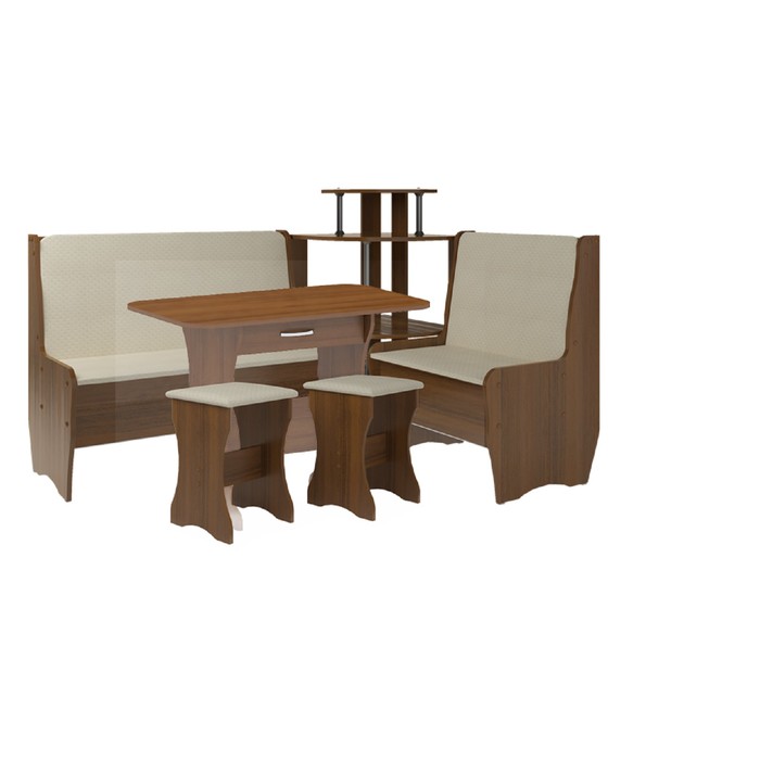 Кухонный уголок Трапэзи ТЕССЕРА 1582х1182х990 Nice Beige/Орех Экко