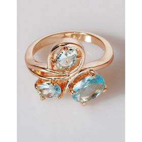 

Кольцо с голубым фианитом "Бант", позолота с родированием, размер 17