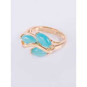 

Кольцо с голубым кошачьим глазом "Большой рис", позолота с родированием, размер 18