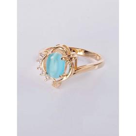 

Кольцо с голубым кошачьим глазом "Чайка", позолота с родированием, размер 20
