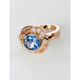 

Кольцо с голубым фианитом "Серенада", позолота с родированием, размер 20