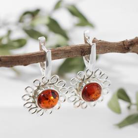 

Серьги "Посеребрение "Янтарь" цветок, цвет коньячный