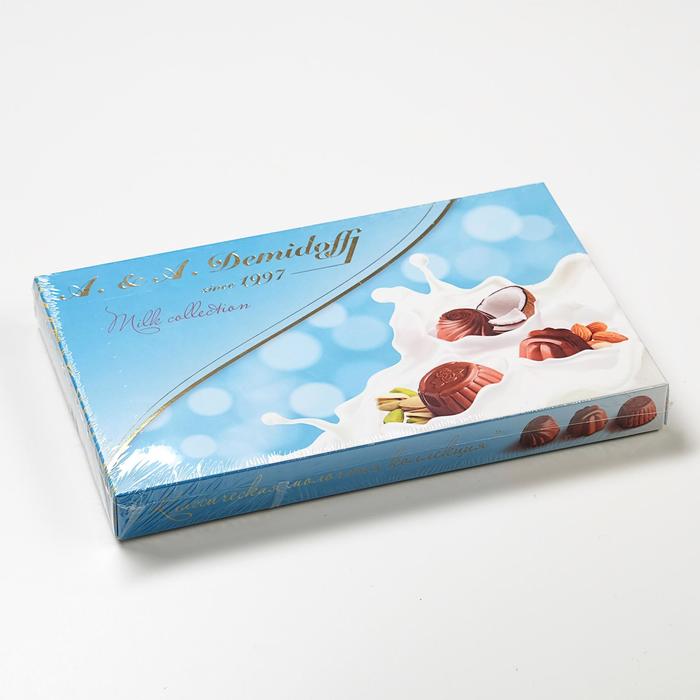 Ассорти конфет из молочного шоколада (миндаль, фисташка, кокос-миндаль), 110 г