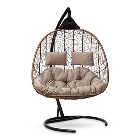 

Подвесное кресло-кокон с подушкой "SEVILLA TWIN" шоколад, бежевая подушка, стойка, 115х120х195см 68