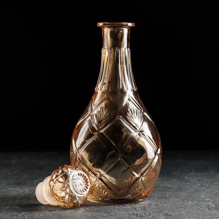 

Штоф стеклянный «Белла», 750 мл, 10×10×28 см, цвет золотой