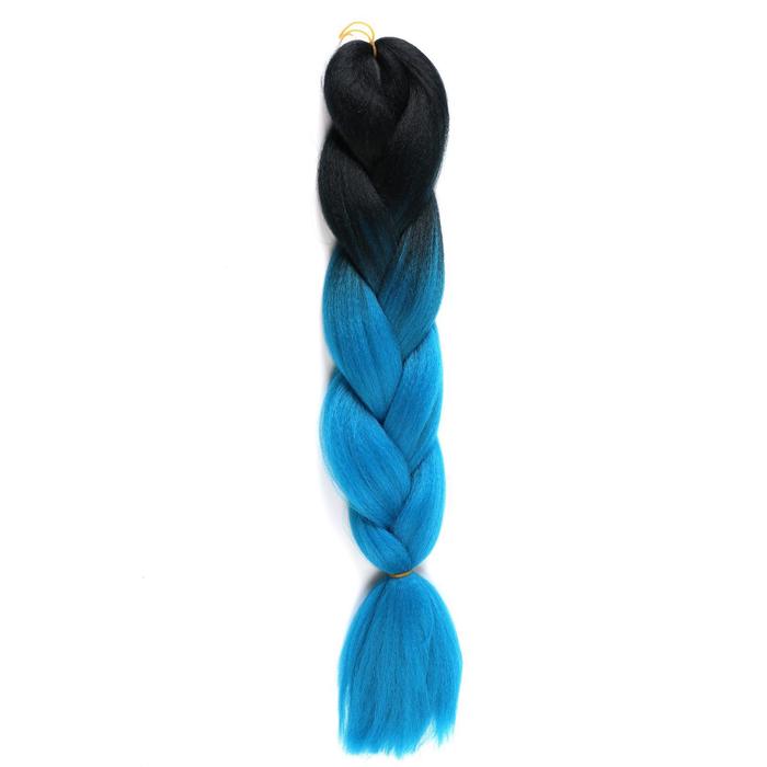 ZUMBA Канекалон двухцветный, гофрированный, 60 см, 100 гр, цвет чёрный/голубой(#BY20)