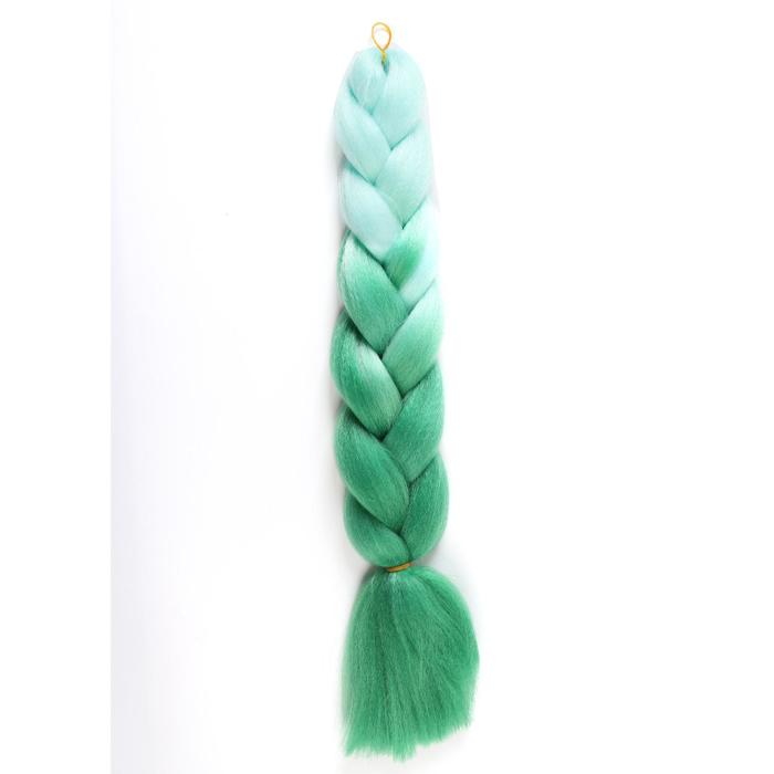 ZUMBA Канекалон двухцветный, гофрированный, 60 см, 100 гр, цвет светло-голубой/зелёный(#BY41)