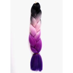 ZUMBA Канекалон четырёхцветный, гофрированный, 60 см, 100 гр, цвет чёрный/светло-розовый/фиолетовый/тёмно-фиолетовый(#DY1) Ош