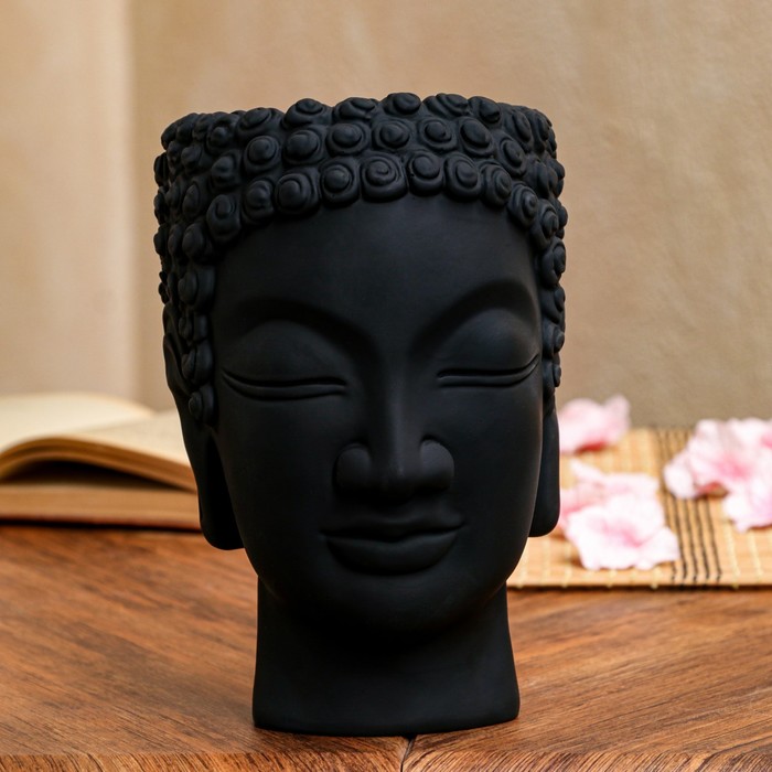 фото Фигурное кашпо-органайзер "будда", чёрный nana ceramics