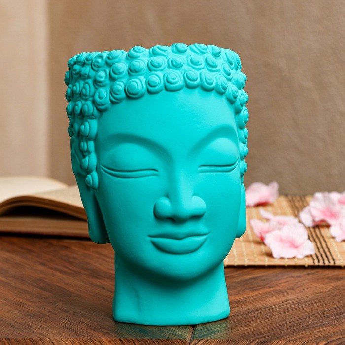 фото Фигурное кашпо-органайзер "будда", бирюза nana ceramics