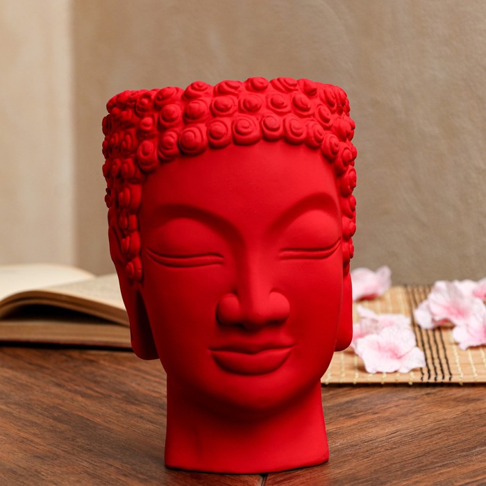 фото Фигурное кашпо-органайзер "будда", красный nana ceramics