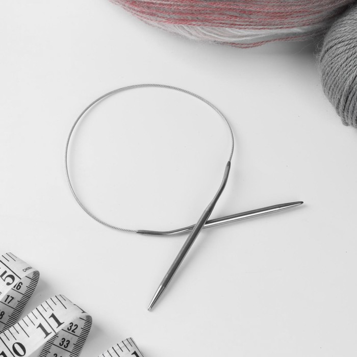 Спицы для вязания, круговые, с металлическим тросом, d = 4,5 мм, 40 см
