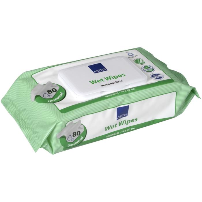 Влажные очищающие салфетки Abena, с пластиковой крышечкой, 80 шт