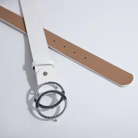 

Ремень женский, ширина 3,5 см, гвоздик, пряжка металл, цвет белый