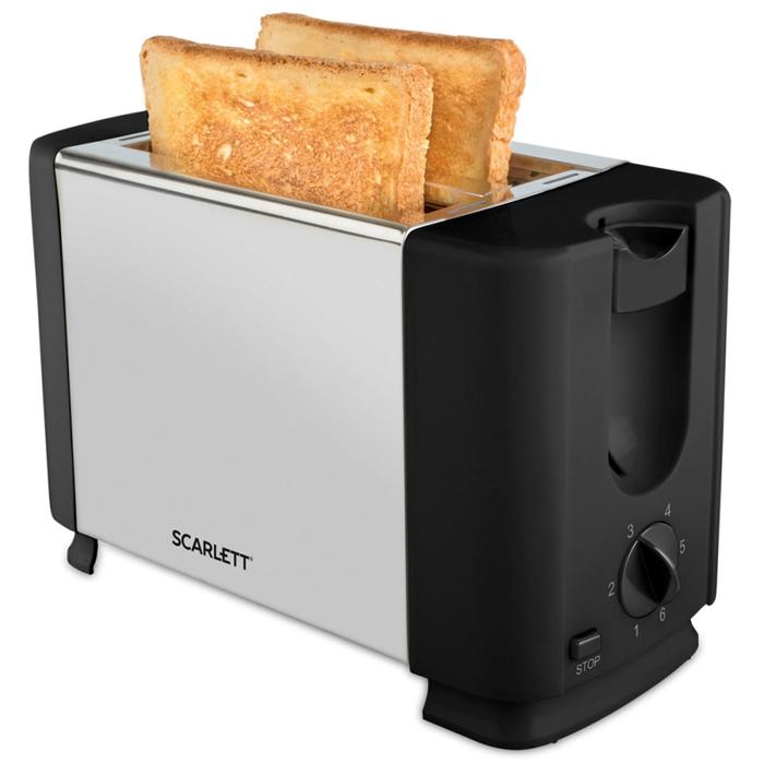 Тостер Scarlett SC-TM11012, 700 Вт, 6 режимов прожарки, 2 тоста, серебристый/чёрный