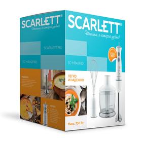 

Блендер Scarlett SC-HB42F80, погружной, 750 Вт, 0.5 л, 2 скорости, белый