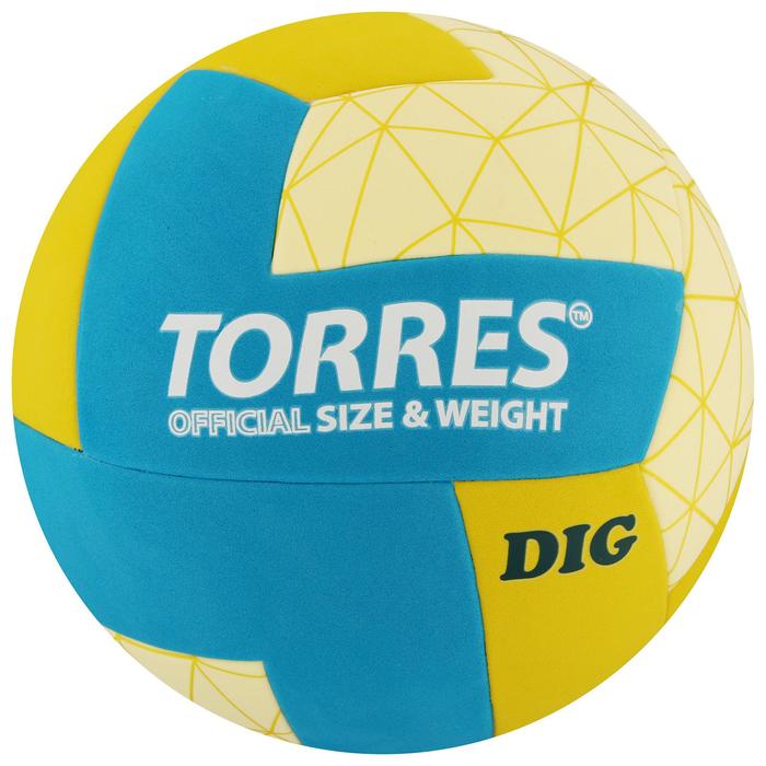 Мяч волейбольный TORRES Dig, клееный, 12 панелей, размер 5, 283 г