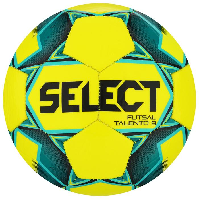 Мяч футзальный SELECT Futsal Talento 9, размер 2, 32 панели, ТПУ, машинная сшивка, цвет жёлтый/зелёный