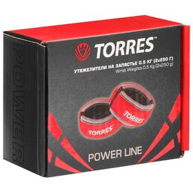 

Утяжелители на запястье TORRES 0,5 кг, 2 х 250 г, нейлон, песок, цвет красный