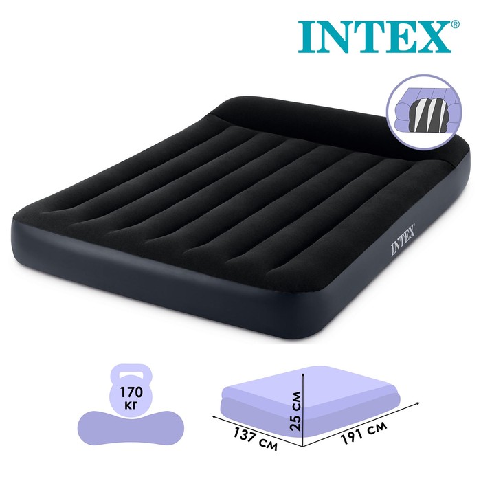 фото Матрас надувной pillow rest classic fiber-tech, 137 х 191 х 25 см, 64142 intex