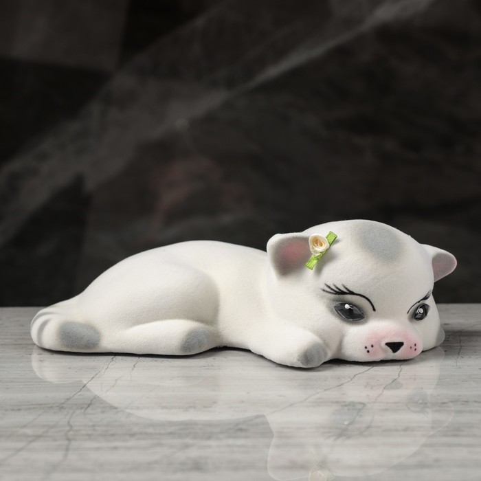 Копилка "Котик Малыш" флок, белая, микс