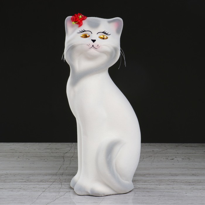 Копилка "Кошка Матильда" малая, флок, белая