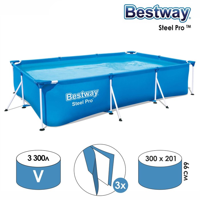 фото Бассейн каркасный 300 х 201 х 66 см, 56404 bestway