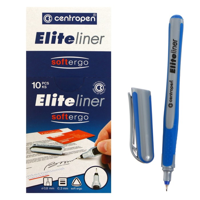

Ручка капиллярная, 0.8 мм, Centropen 4721 ELITE LINER, синяя, длина письма 1500
