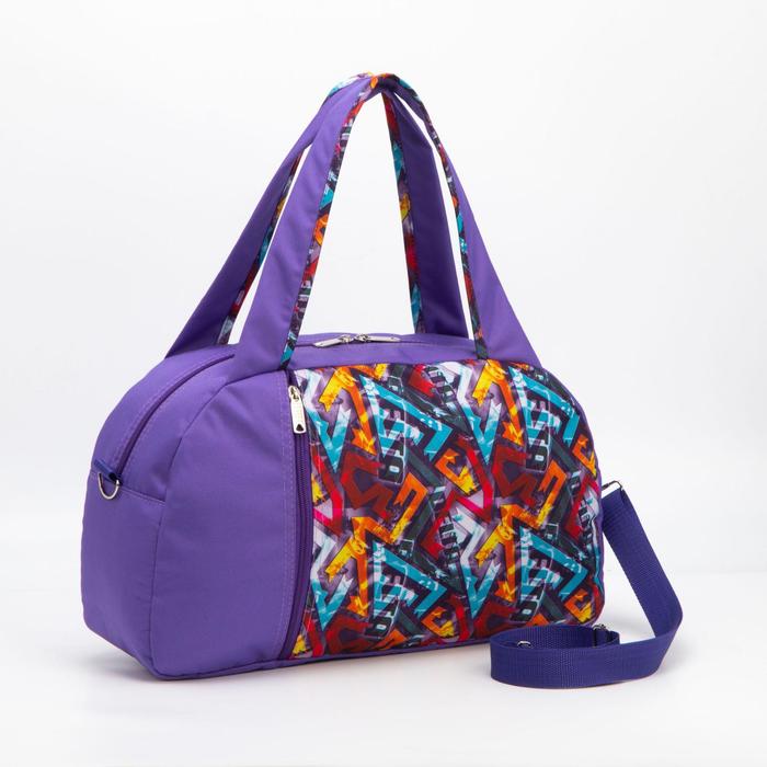 фото Сумка спортивная, отдел на молнии, наружный карман, длинный ремень, цвет сиреневый зфтс