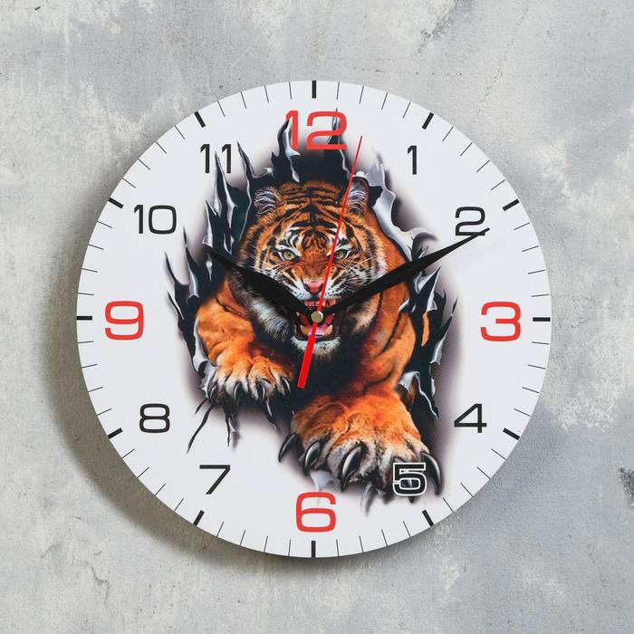 фото Часы настенные, серия: новый год 2022, "опасный тигр", d=24 см