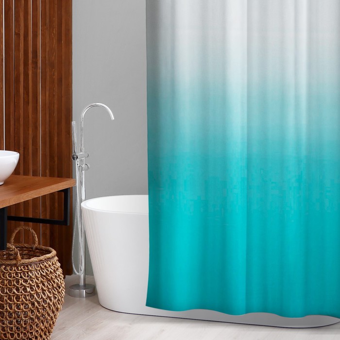 Штора для ванны SAVANNA «Градиент», 180×180 см, EVA, цвет морская волна