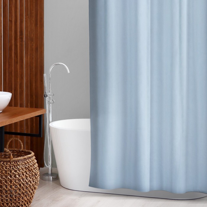 фото Штора для ванной комнаты savanna «классик», с люверсами, 180×180 см, eva, цвет голубой