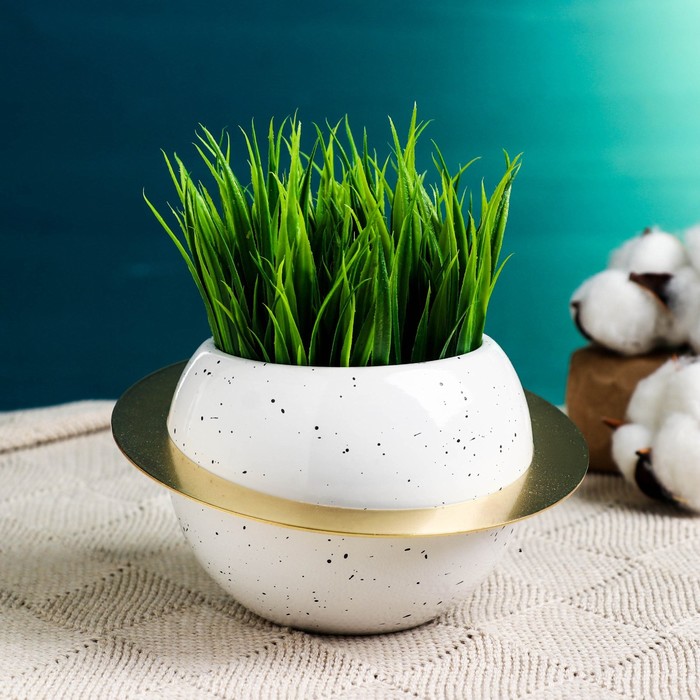 Кашпо "Сатурн" белое, 13*13*8 см 5799903