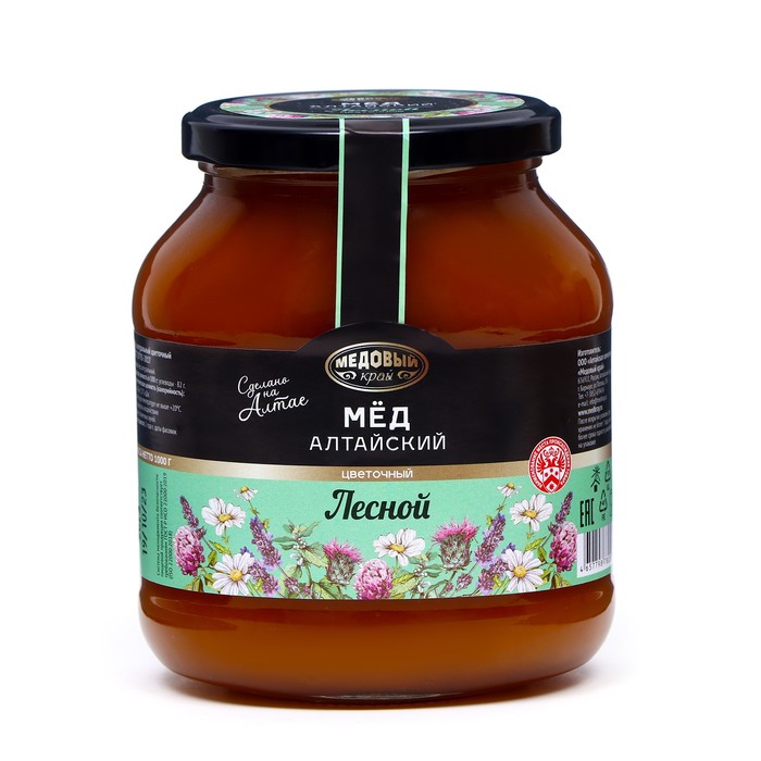 Мёд алтайский Лесной натуральный цветочный, 1000 г мёд алтайский гречишный натуральный цветочный 500 г