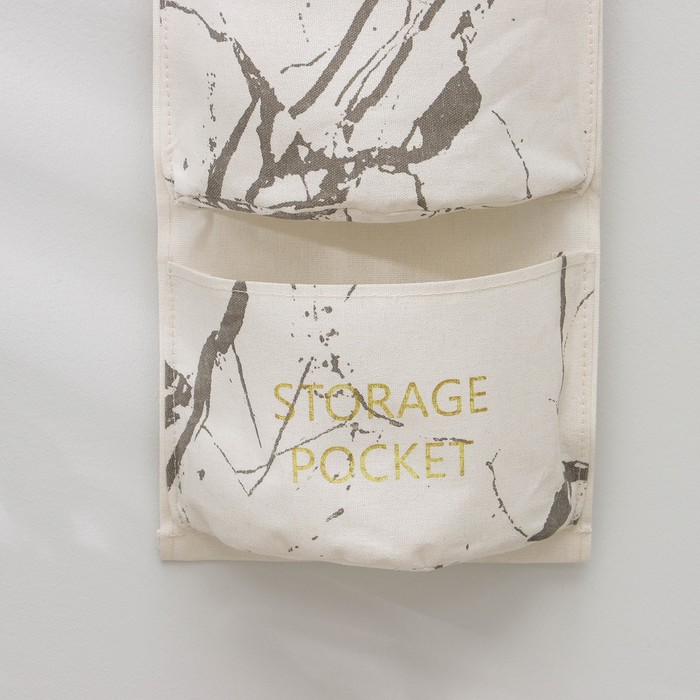 Органайзер с карманами подвесной Доляна «Мрамор», 3 отделения, 20×59 см, цвет серый